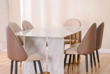 Murble Dining Table with 6 chairs for sale