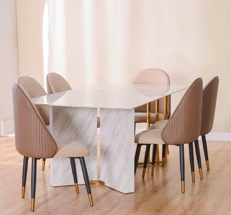 Murble Dining Table with 6 chairs for sale